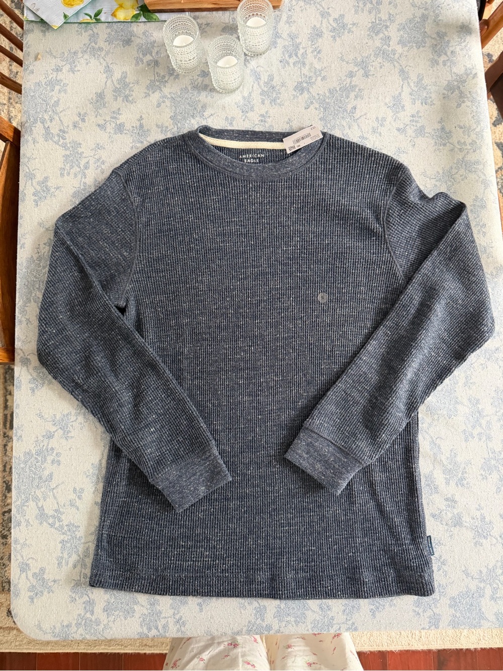 American Eagle Outfitters Men's Crewneck Sweater - Heather Navy